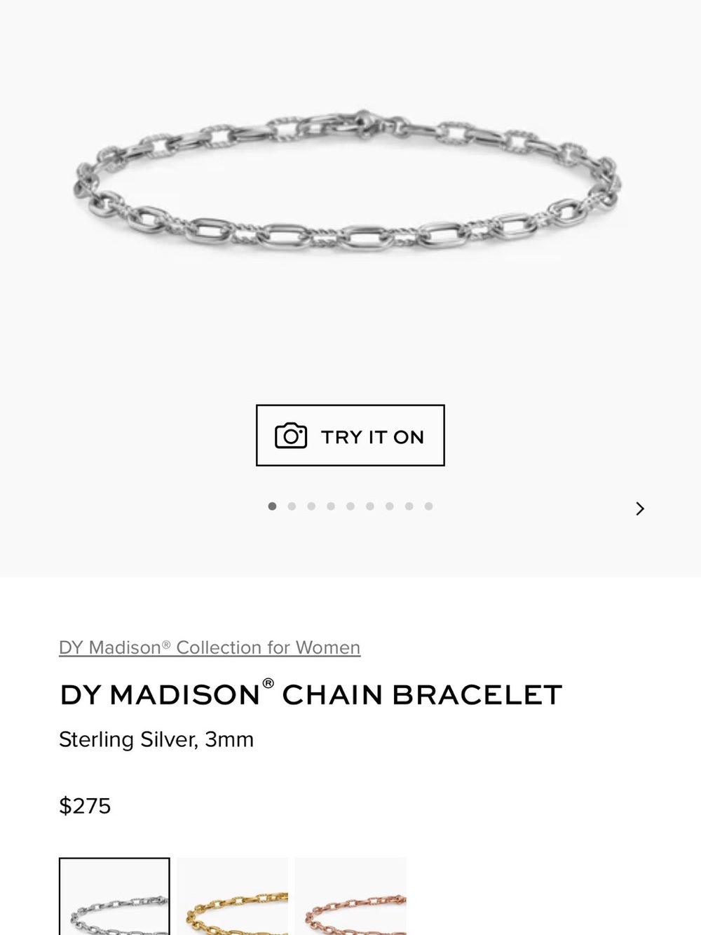 David Yurman Silver Link Bracelet — Sterling Chain - Madison Bracelet size Small - Picture 2 of 6